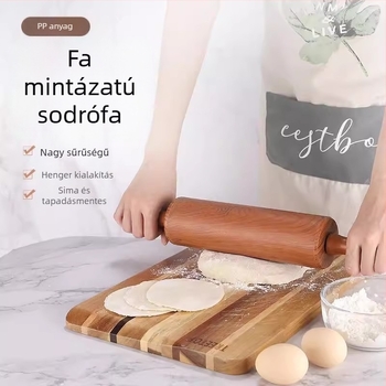 Nagy méretű sodrófa fa mintás megjelenéssel, háztartási használatra, ideális a tészta kinyújtásához, knédli tészta lapokhoz, fondant és professzionális sütéshez