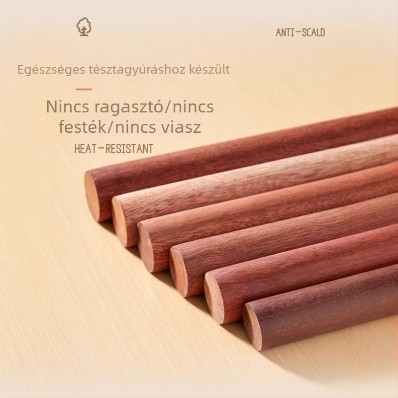 Abanusz-fából készült nyújtófa, tészta prés és nudli pálca, tömörfa, penészmentes, tészta és süteményekhez