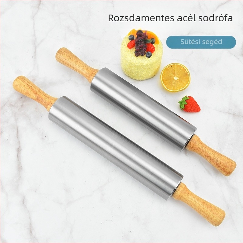 Tapadásmentes tölgyfa nyújtófa 430 rozsdamentes acél belsővel