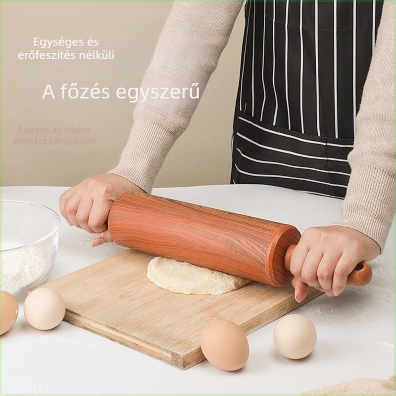Nagy méretű fa hatású sodrófa otthoni használatra, alkalmas tésztához, gyóza tészta-lapokhoz, fondathoz és kereskedelmi sütéshez.