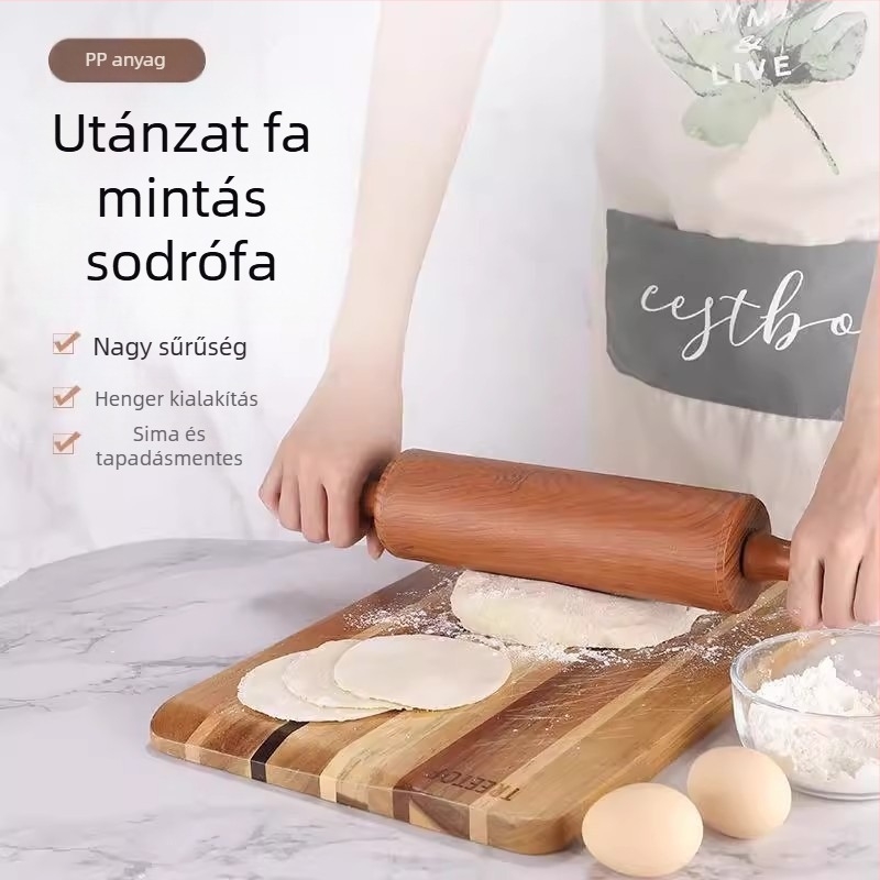 Nagy méretű fa hatású sodrófa otthoni használatra, alkalmas tésztához, gyóza tészta-lapokhoz, fondathoz és kereskedelmi sütéshez.