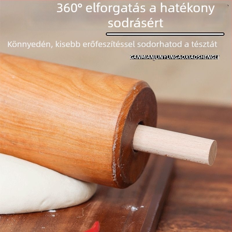 Fából készült nyújtófa forgó tengellyel, kereskedelmi osztály, élelmiszer-minőségű szezámmagos palacsinták készítéséhez
