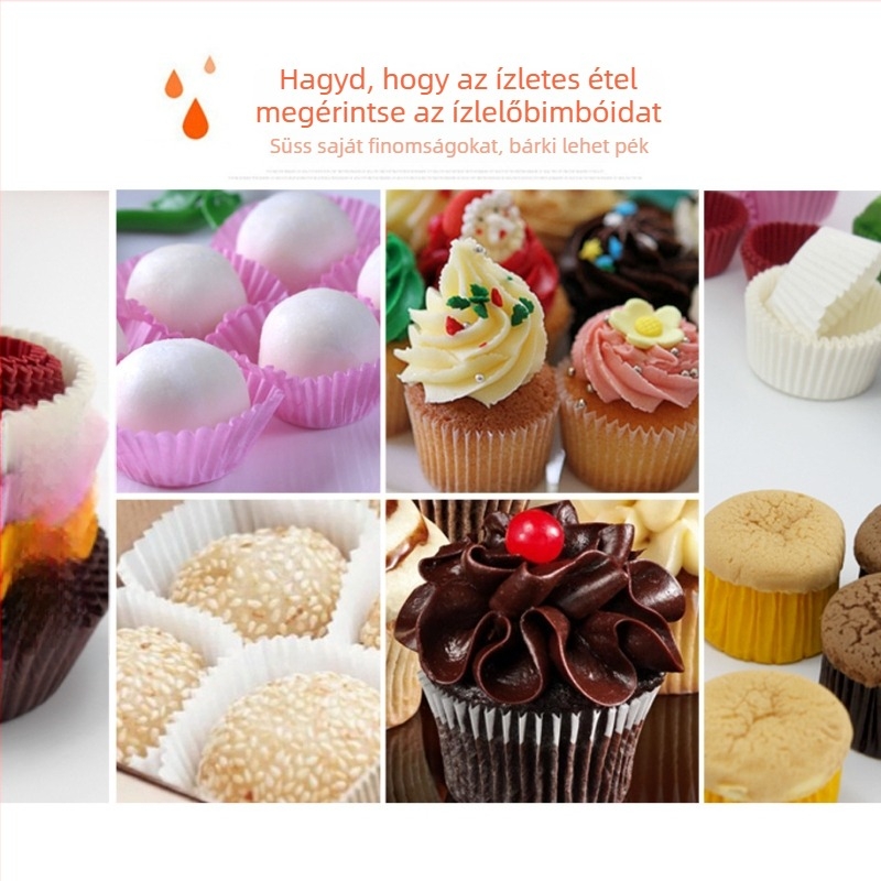 Muffinpapírok sütőpapírból, magas hőmérsékletre tervezve, egyszínű, olajálló bevonat