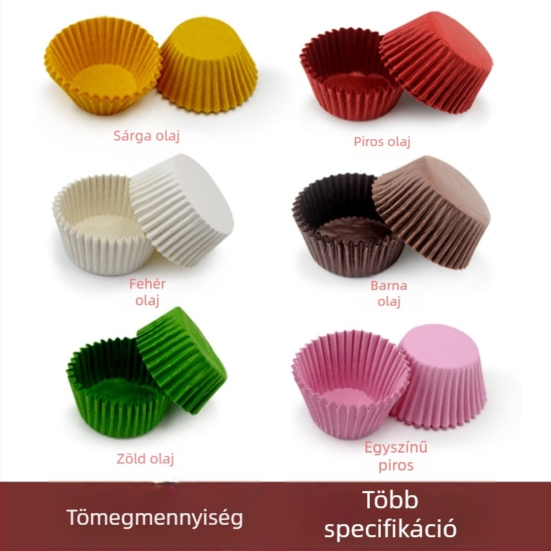 Muffinpapírok sütőpapírból, magas hőmérsékletre tervezve, egyszínű, olajálló bevonat