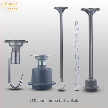 Ipari függesztett lámpa hosszú sínnel raktárba, gyárba és irodába – IP66, teljes tartozék készlet