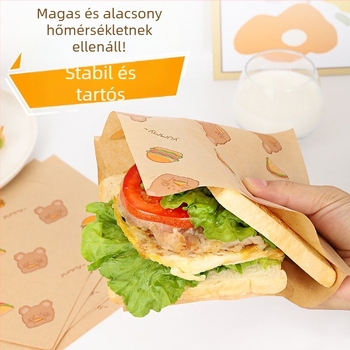 Kemping reggeli szendvics csomagolópapír-táska, élelmiszerbiztonságos, olaj- és vízálló, otthoni használatra, burgerhez, sütéshez és pirítósokhoz.