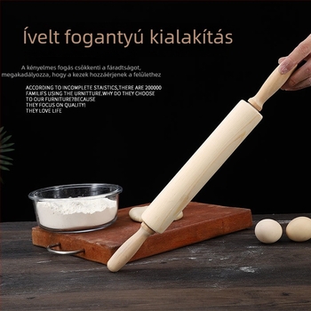 Masszív fából készült tésztahenger gravírozott mintával, tésztához, gombócokhoz és süteményekhez