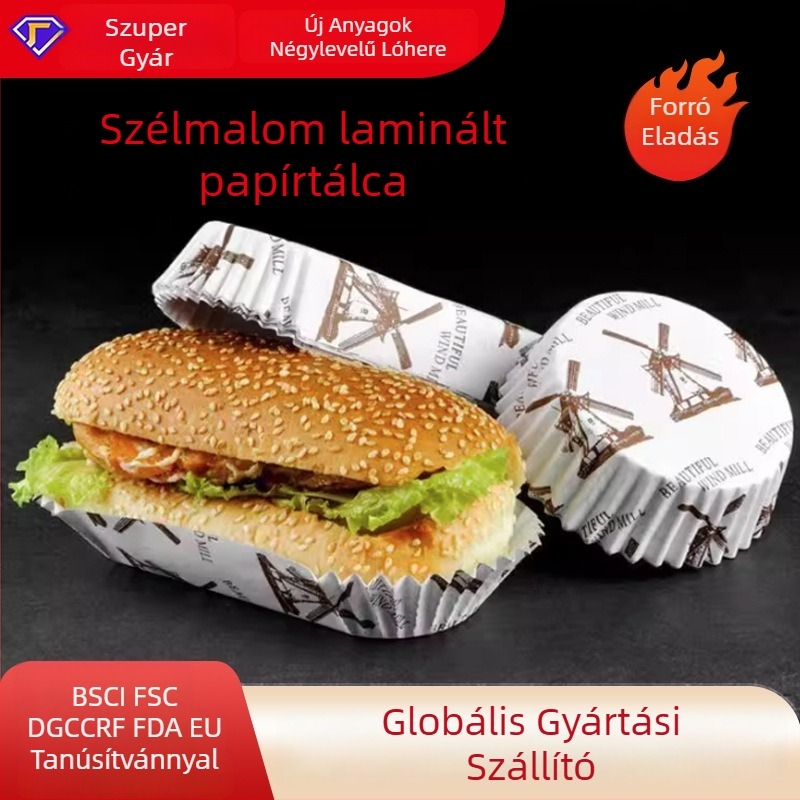 Olajálló bevonatú sütőpapír-alátétek, kenyérhez és hot doghoz használható, kör alakú bárkás sütőpapírtálak