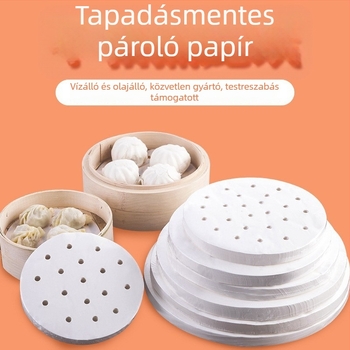 Egyszer használatos gőzölőpapír, élelmiszer-minőségű, tapadásmentes, kör alakú gőzölő alátét, otthoni használatra