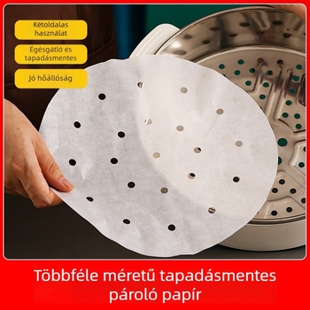 Egyszer használatos gőzölőpapír, élelmiszer-minőségű, tapadásmentes, kör alakú gőzölő alátét, otthoni használatra