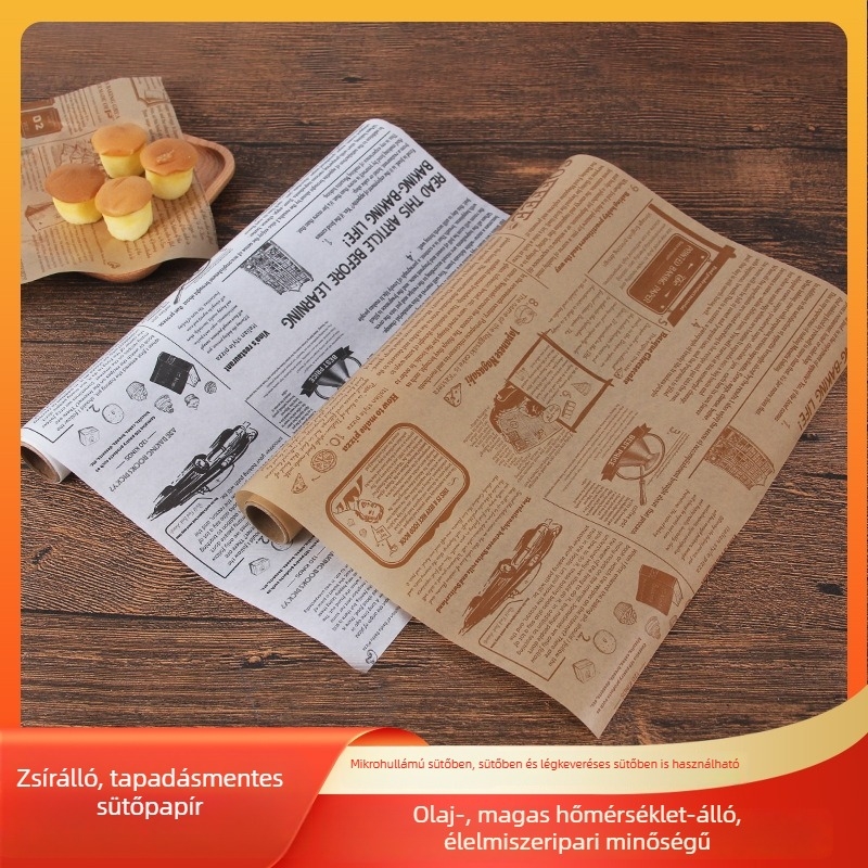 Szilikon bevonat sütőpapír, zsírtaszító papír, élelmiszer-minőségű, két színű barna és fehér, alátét sütéshez és grillhez, burger