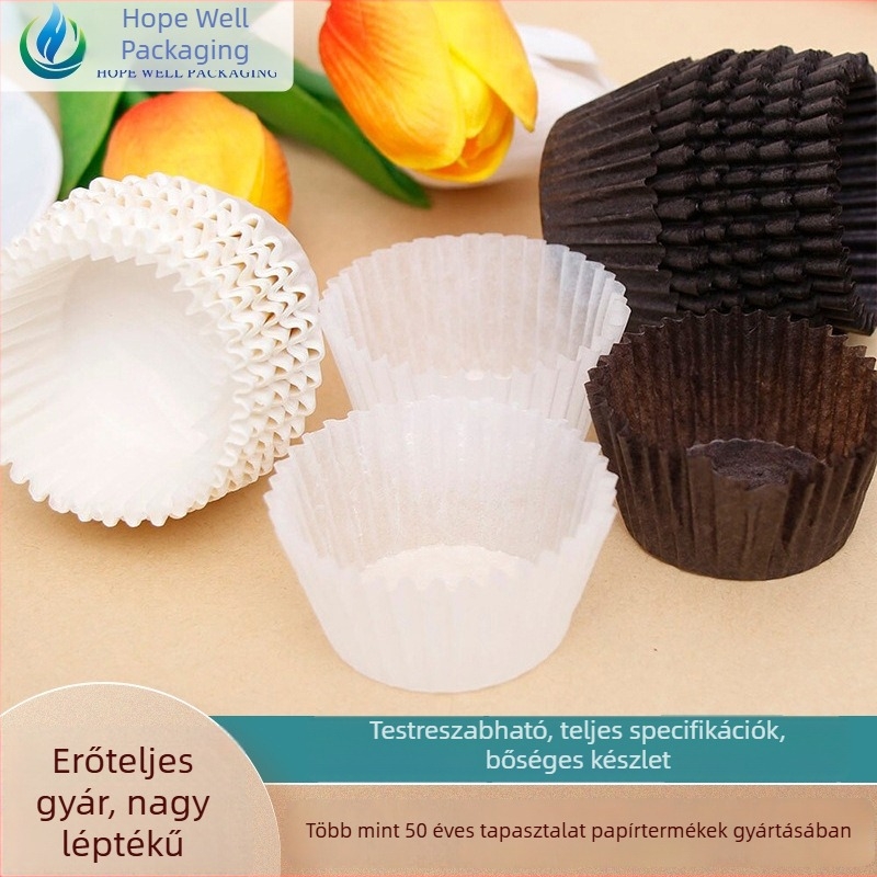 Magas hőmérsékleten használható sütőpapírból készült muffin kapszlik, kör alakú, olajálló