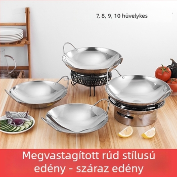 Rozsdamentes acélból készült száraz edény, kompakt méretű 1–2 személyre, alkoholfőző égővel, kereskedelmi és otthoni használatra