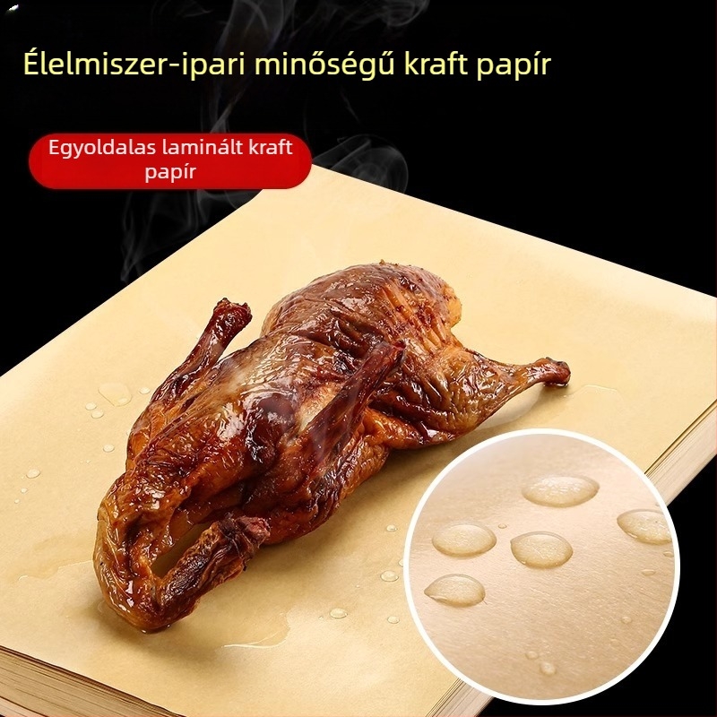 70 g/m² kraft bevonat olajálló papír sült kacsa és sült csirke csomagolására, nasi tányéralátétek