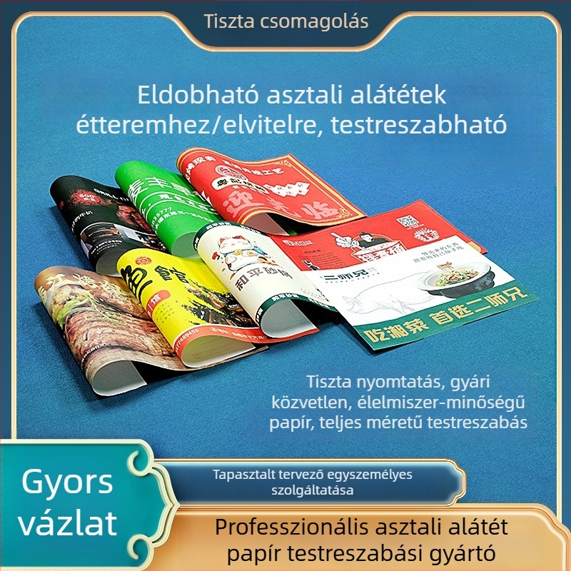 Egyedi, egyszer használatos papírtálak és alátétek burgerrendelésekhez, nyugati konyhának és rántott csirkének