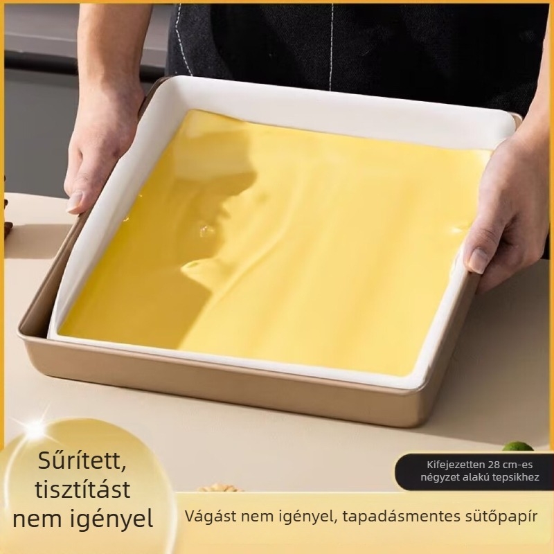 Torta tekercshez készült sütőpapír, 28 cm négyzetes formához, olajálló, tapadásmentes, vastagított és szivárgásmentes, négyzet alakú sütőpapír otthoni használatra