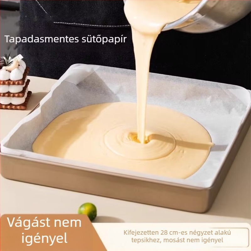 Torta tekercshez készült sütőpapír, 28 cm négyzetes formához, olajálló, tapadásmentes, vastagított és szivárgásmentes, négyzet alakú sütőpapír otthoni használatra