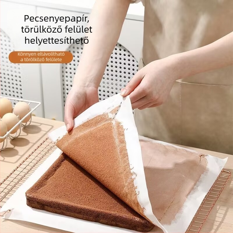Torta tekercshez készült sütőpapír, 28 cm négyzetes formához, olajálló, tapadásmentes, vastagított és szivárgásmentes, négyzet alakú sütőpapír otthoni használatra