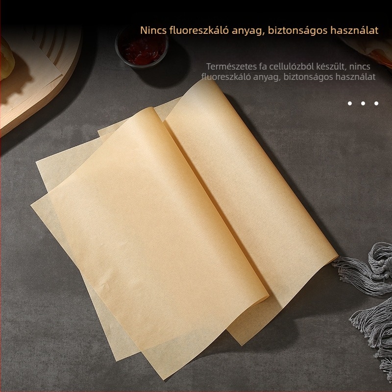 42 g/m² szilikonolaj bevonatú kraft papír füstölt baconhoz – nagy hőmérsékletű, élelmiszer-minőségű, egyszer használatos, tapadásmentes, olaj- és porálló csomagolópapír