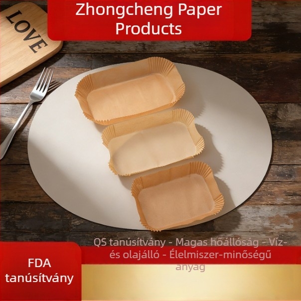 Hosszúkás sütőpapír légsütőhöz, tapadásmentes, élelmiszer-minőségű, szilikon bevonattal