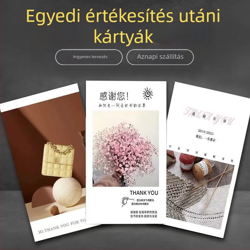 Személyre szabott kártyák, különböző típusú képeslapok, ruházati címkék, köszönőkártyák, kártyák értékesítés utáni, kis tételes nyomtatás