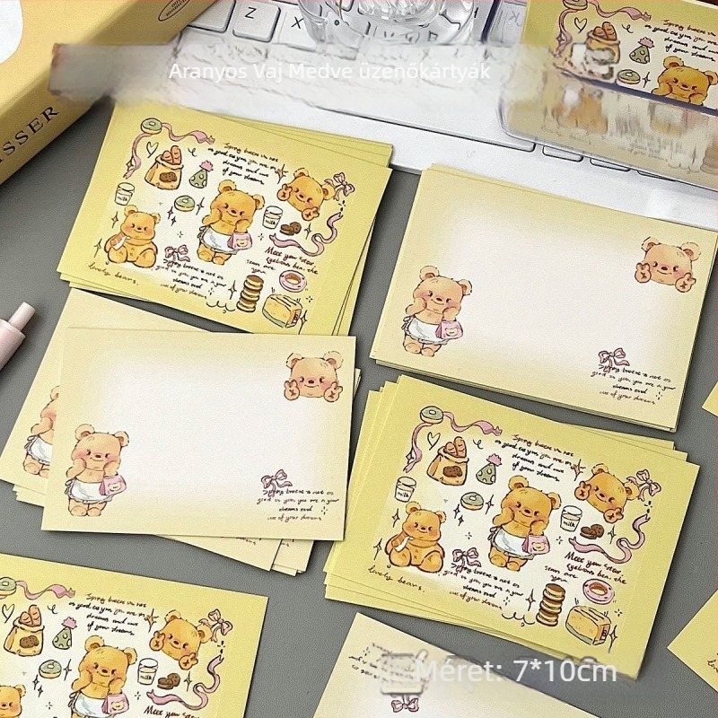 Szuper aranyos Butter Bear üzenetkártya - Rajzfilmszerű születésnapi üdvözlőlap, kézzel írt