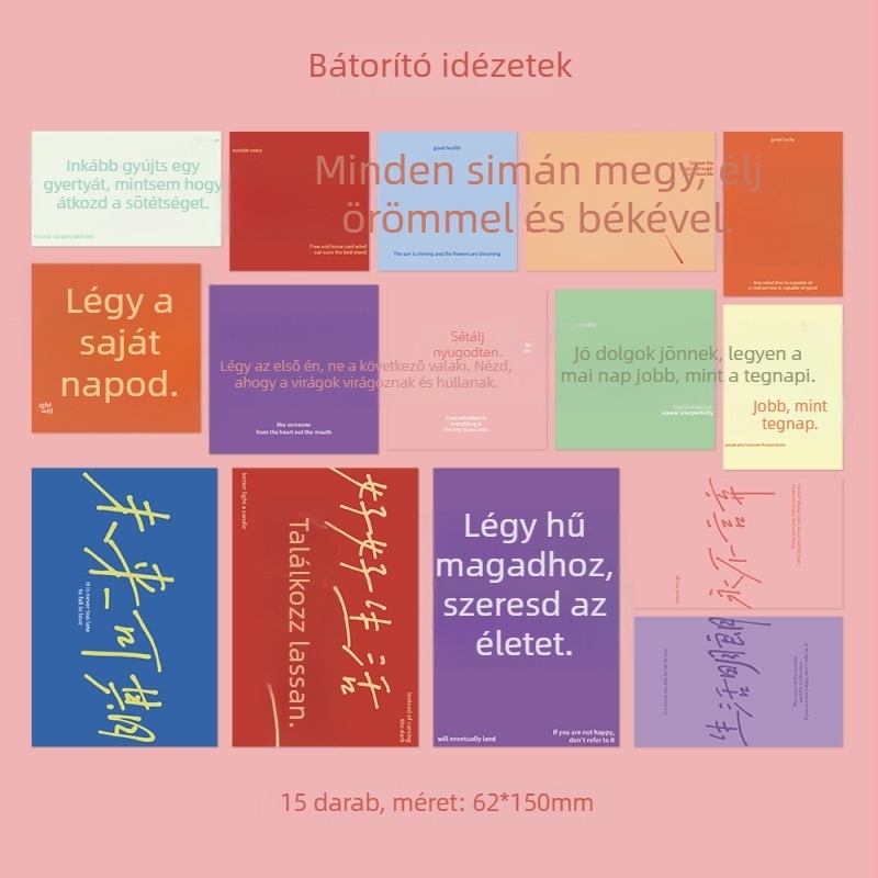 15 db bátorító idézet kártya – meleg üzenetek, képeslapok otthonra, falra ragasztható DIY dekoráció