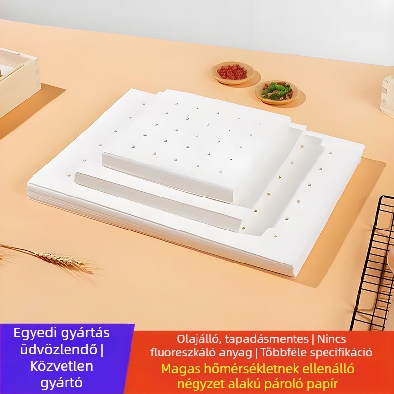 Négyzet alakú párolópapír, tapadásmentes, egyszer használatos, téglalap alakú papír