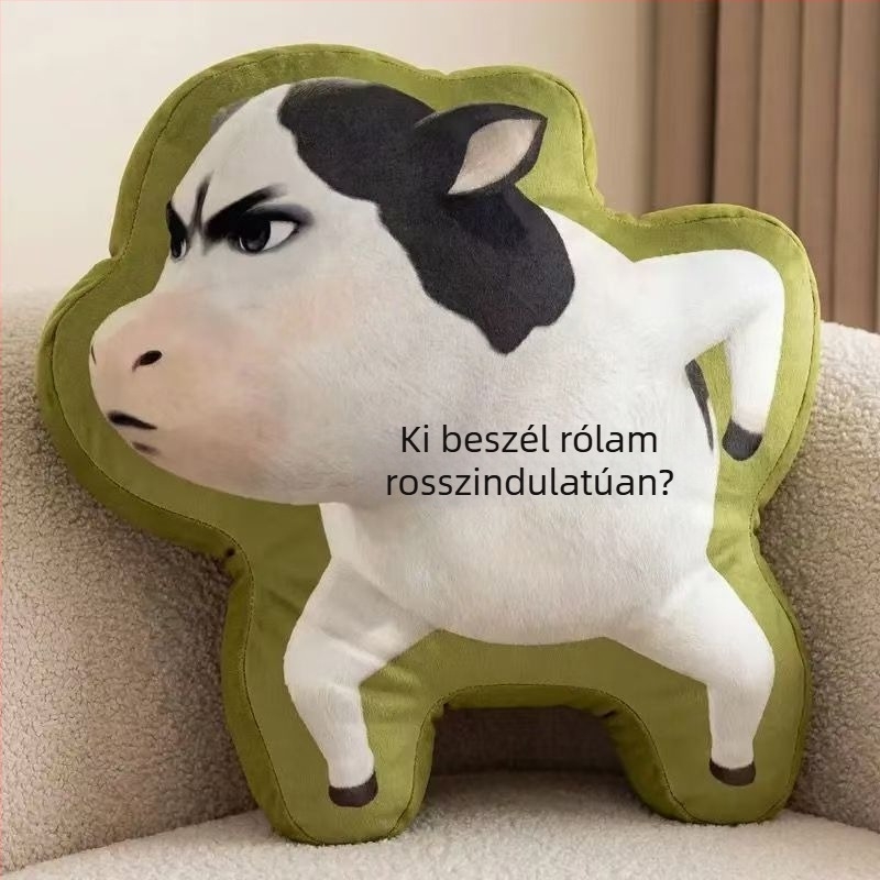 Plüss párna absztrakt mezei motívummal és tehenes karikatúrával, ideális támaszként ágyhoz vagy kanapéhoz, új modell, születésnapi ajándék