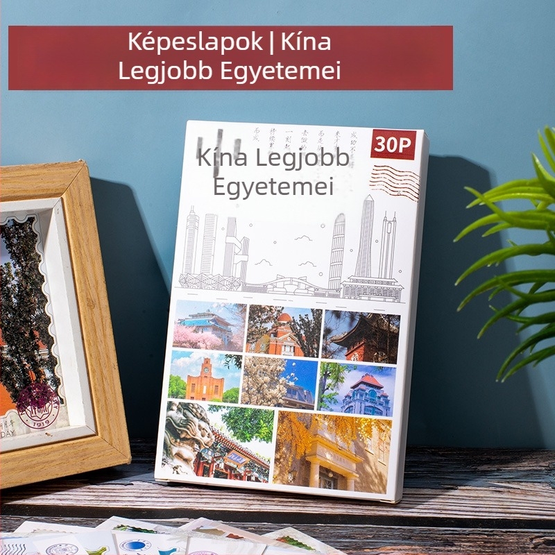 30 darab kínai stílusú postai képeslap dobozos csomagolásban, inspiráló ifjúsági iskolai témájú üdvözlőlapok