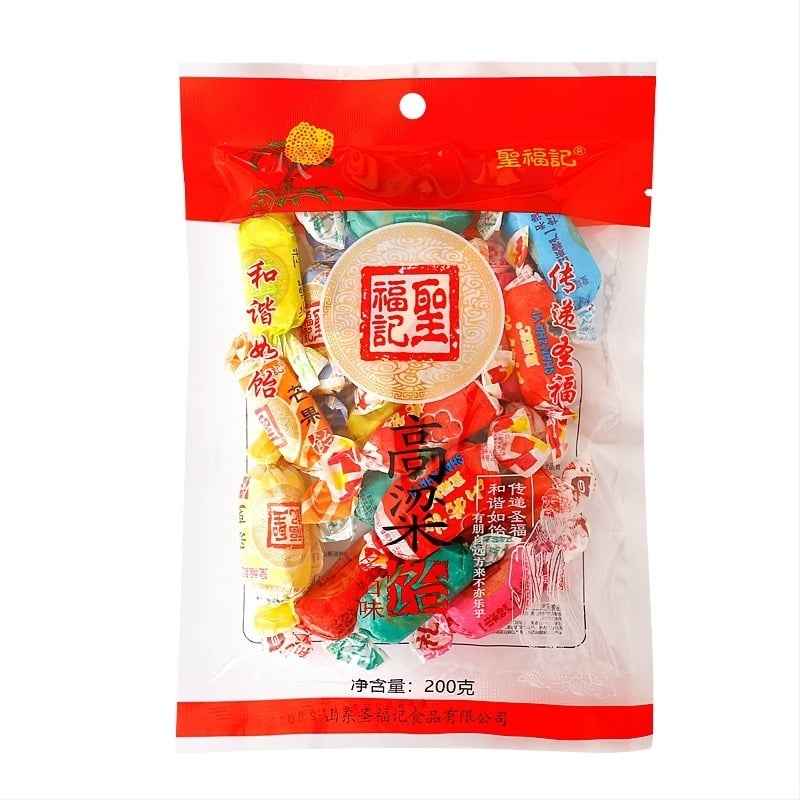 Shengfuji Kaoliang Jelly 200 g, vegyes gyümölcs ízű zselés snack, rostos textúrával