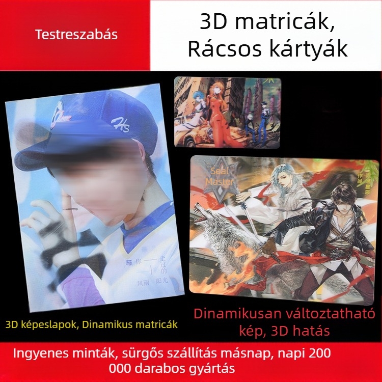 Csillagos postai képeslap 3D átalakuló matrica – rajzfilm animáció, sztereoszkopikus kártya, testreszabható
