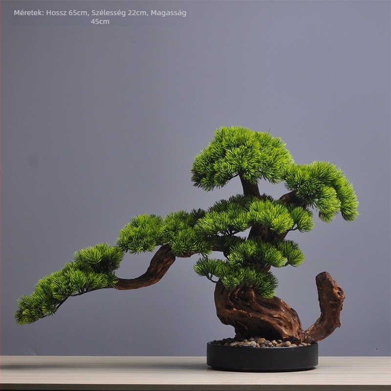 Zen ihletésű mű bonsai fenyő, iroda és nappali részére, bejárati dekoráció, megnyitó ajándék.