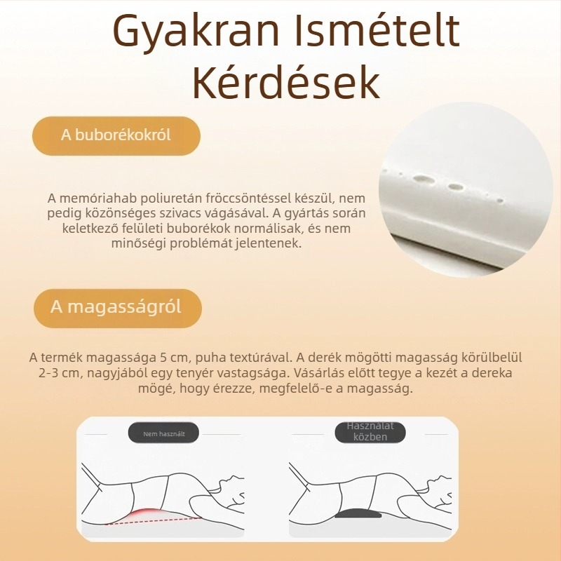 Alvásra tervezett ágyéki párna, ergonómikus deréktámasz