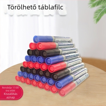 Fehér táblára írható markerek – fekete, kék és piros; vízbázisú; irodai és oktatási használatra; könnyen törlődik.