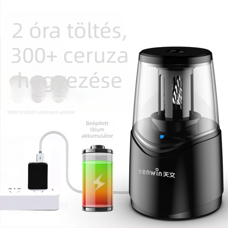Tenwin elektromos ceruzahegyező vékony ceruzákhoz, félautomata, újratölthető, első osztályos diákok számára