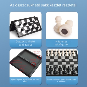 25 cm mágneses összecsukható hordozható többjátékos játéktábla sakk, dáma, Gomoku és repülő sakk