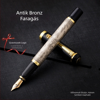 Fém toll antik bronz gravírozott mintával és motívummal sárkányfej üzleti és kalligráfia használatra