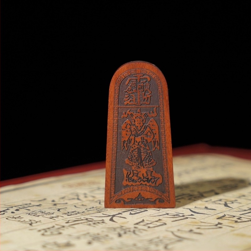 Jujube-fából készült talizmán, öt villám parancs token, hatszögű gravírozott mini token, taoista rituális eszköz