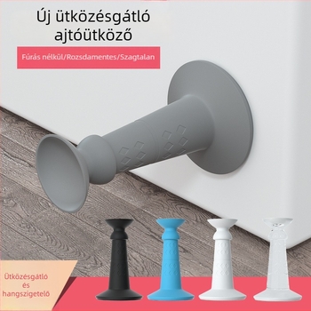 Silikon ajtóstop erős ragasztóval, fúrás nélkül, ütésgátló szívókoronggal fürdőszoba és konyhaajtókhoz