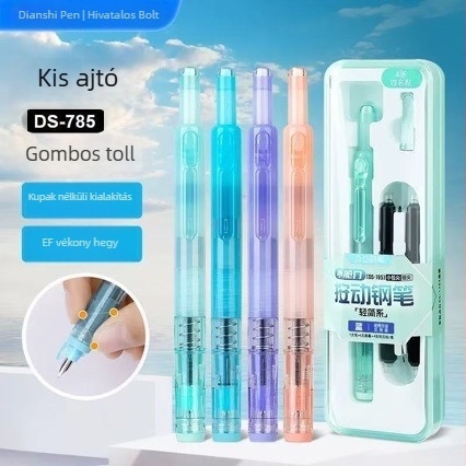 Nyomógombos toll, EF vékony hegy 0,38 mm, DS785 könnyű diák sorozat, törölhető kék tinta