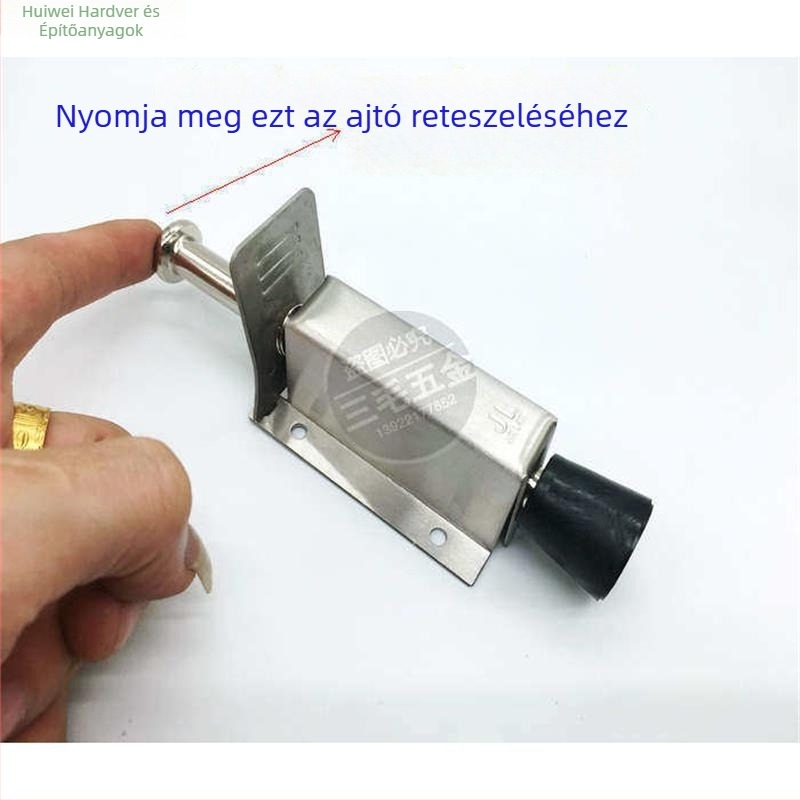 Lábpedálos rozsdamentes acél ajtóstopper felső stopperrel és rögzítő csappal