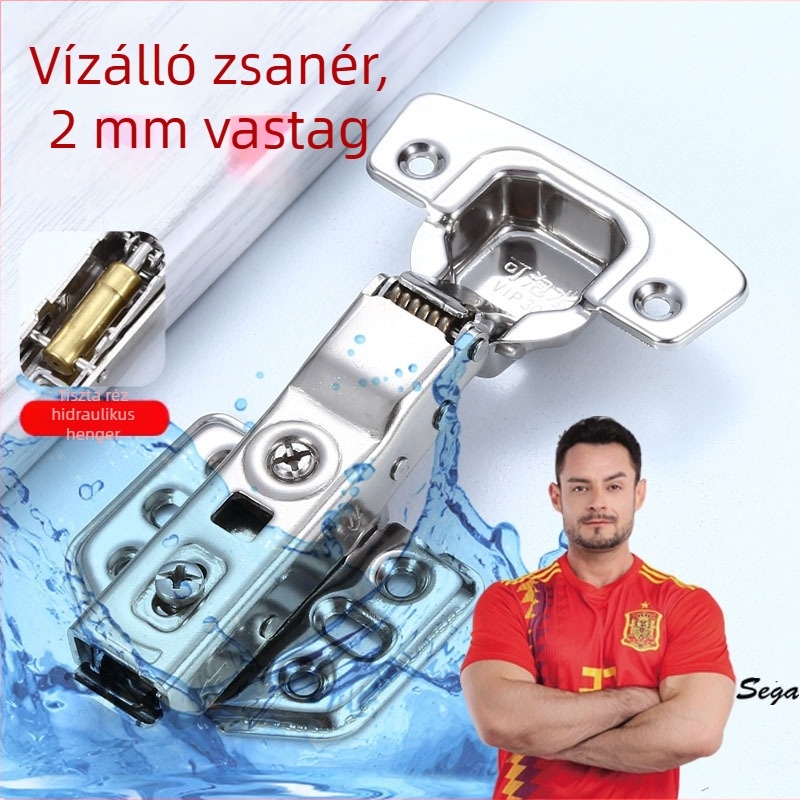 Rozsdamentes acélból készült hidraulikus csukló rezgéscsillapítóval, szekrény- és gardrób ajtókhoz, 2,0 mm vastagság, modell KPSA20