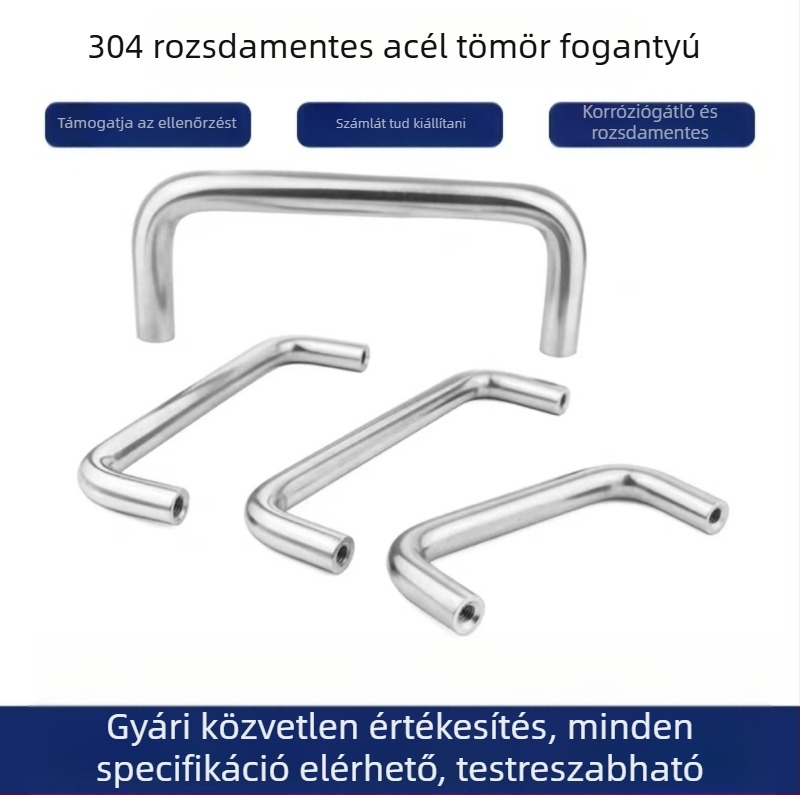 304 rozsdamentes acél U-alakú tömör kerekcső ajtófogantyú belső menet, testre szabható vastagság, ipari stílus