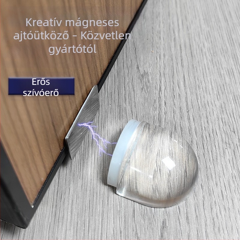 Fúrás nélkül, átlátszó mágneses ajtózár ragasztott vasmedvél — otthonra biztonságos, szélálló és védelem az ujjak összeszorulása ellen