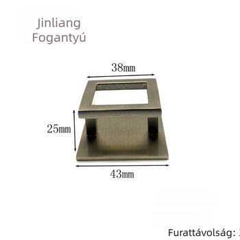 Modern egyszerű négyszögletes gardróbajtó fogantyú cinkötvözetből, kefés felület, üreges kialakítás, 32 mm furattávolság, fém fogantyú