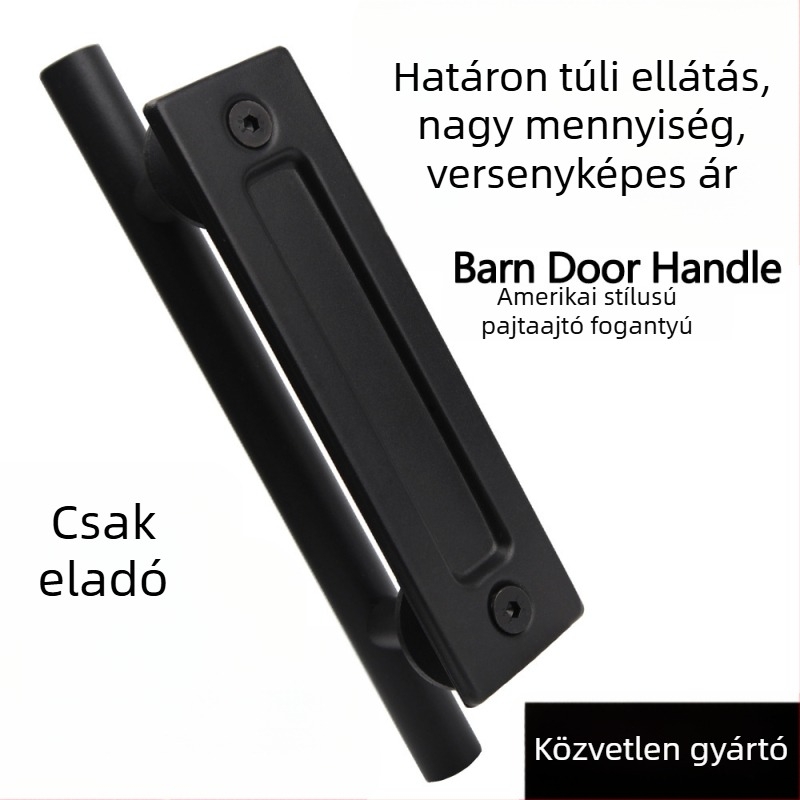 Fekete, kerek, kétoldalas pajtaajtó fogantyú amerikai stílusú faajtókhoz, belső csúszóajtókhoz. Egyedi méretek.
