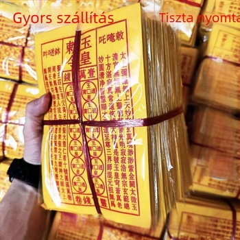 Kézzel készített Lingbao Tongbao papírpénz készlet Jade Emperor témával, 900 darab, pecsét cinnabar tinta, áldás