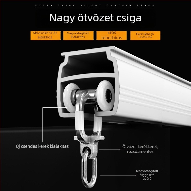 Új, csendes nano függöny sín, sima csúszású sín és görgő, egysoros és kétsoros sín, felső és oldalsó rögzítés kollégiumi szobákhoz