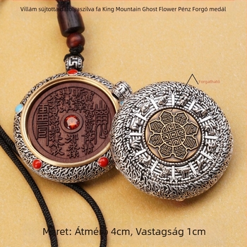 Villámcsapott jujubafa forgó medál, kilenc négyzetes Bagua, taoista talisman